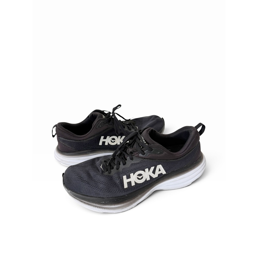 Hoka One One Bondi 8 Mens Black White Athletic Running Sneaker Size 12.5 2E Wide